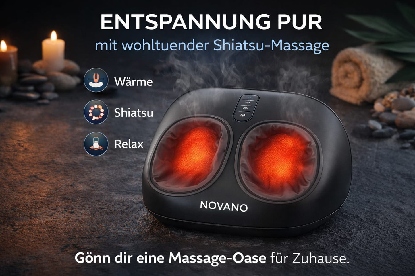 Novano™ Shiatsu Fußmassagegerät mit Wärme – Tiefenentspannung für müde & schmerzende Füße