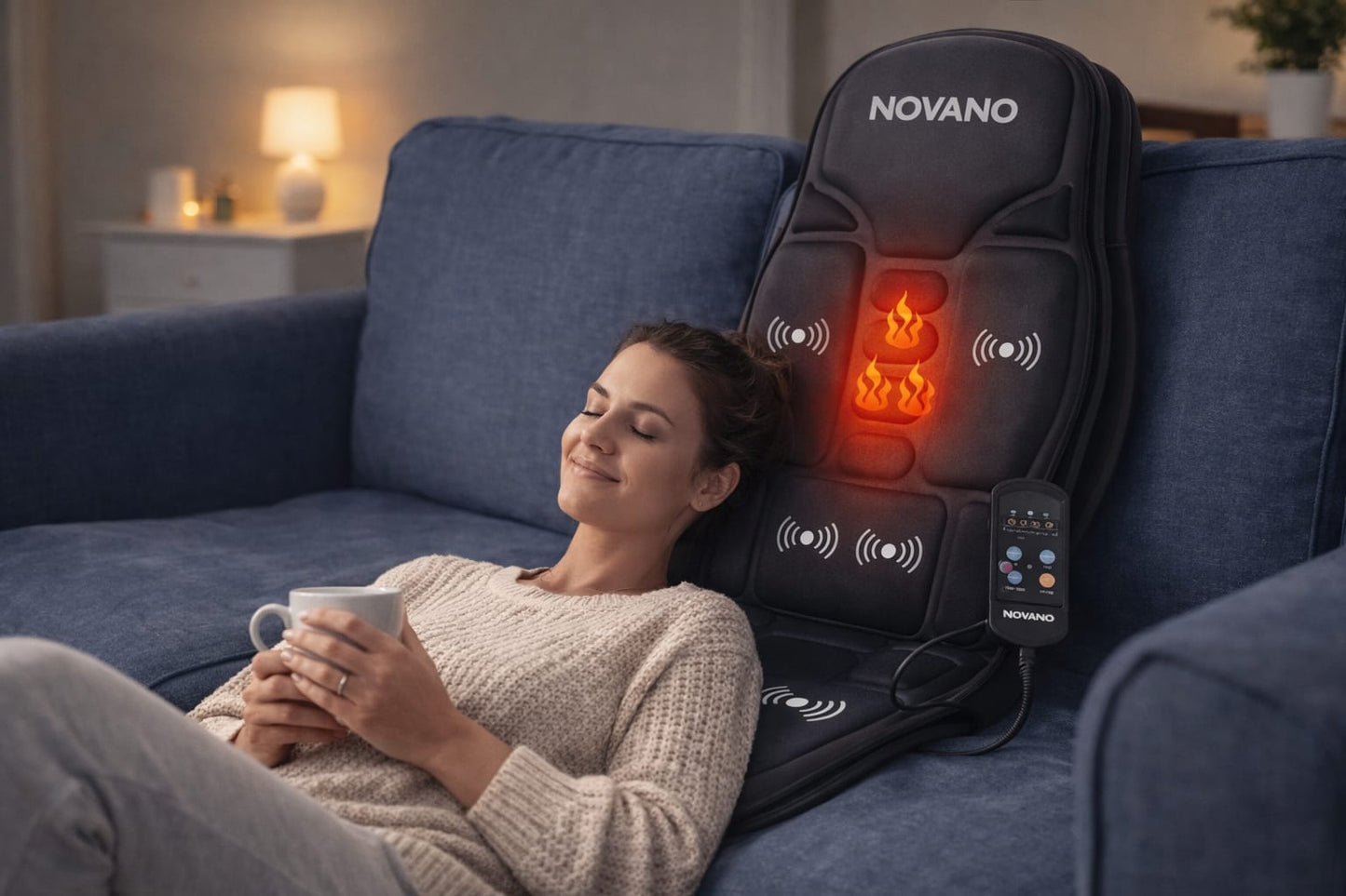 Novano™ Sitzmassageauflage mit Wärme – Tiefenentspannung für Rücken & Sitzkomfort überall